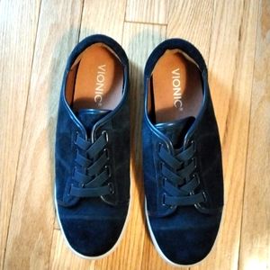 - - Vionic navy suede slip on comfort sneakers
